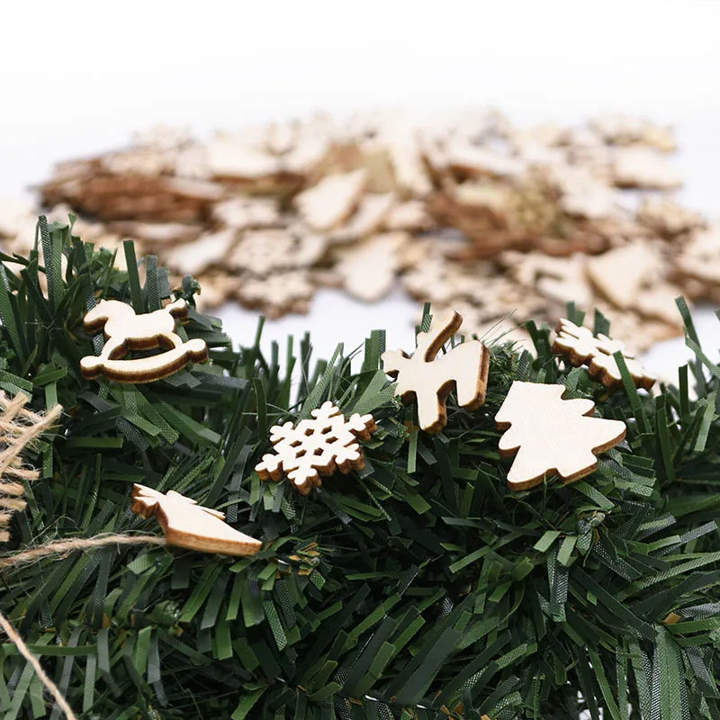 100 шт/партия деревянные елочные украшения Санта-Клаус Снеговик Олень украшение для рождественской вечеринки для дома новогодние поставки