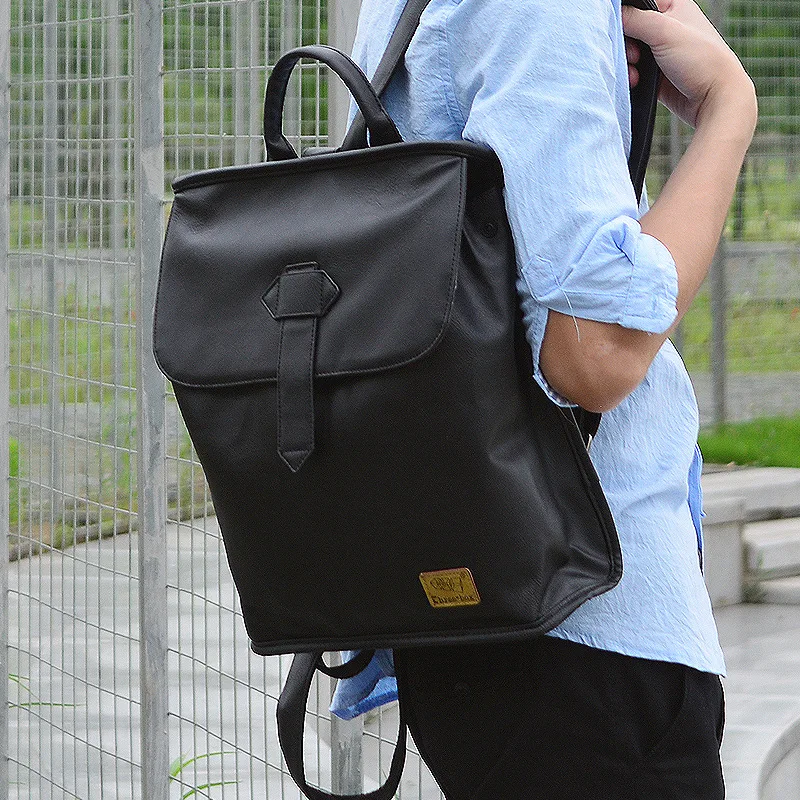 

Three-box Men And Women Pu Hide Substance Backpack Travel Computer Bag Japanese-style Retro Trend