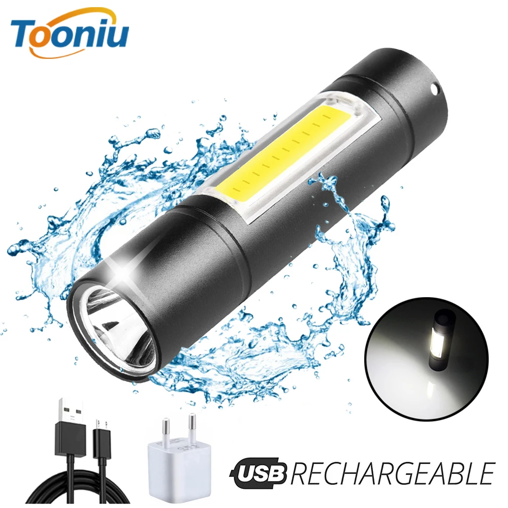 

USB Rechargeable Flashlight 3 Lighting Mode COB+XPE LED Mini Flashlight Waterproof Portable Used for camping, cycling, work, etc