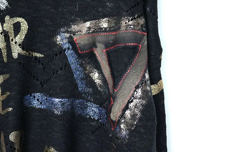 XITAO письмо бронзирующий тонкий свитер женская одежда мода Свободный Плюс Размер пуловер вязаный свитер Топ Осень WLD2493