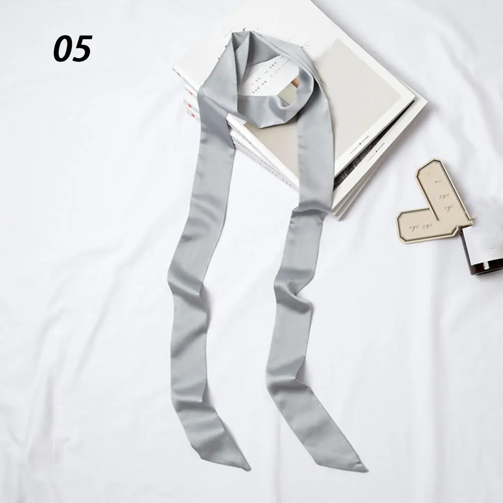 05 Gray Sparsil весенний однотонный узкий длинный шарф для женщин, новые мягкие шарфы 200 см, стильный галстук, ремень на запястье, маленькая лента - Цвет: 05 Gray