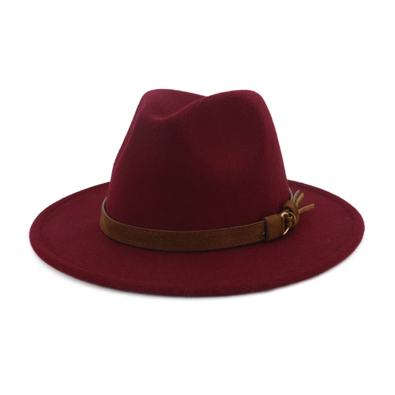 Шерстяная Женская и мужская шляпа для зимы и осени, элегантная женская фетровая широкополая джазовая шляпа, размер 56-58 см - Цвет: BY