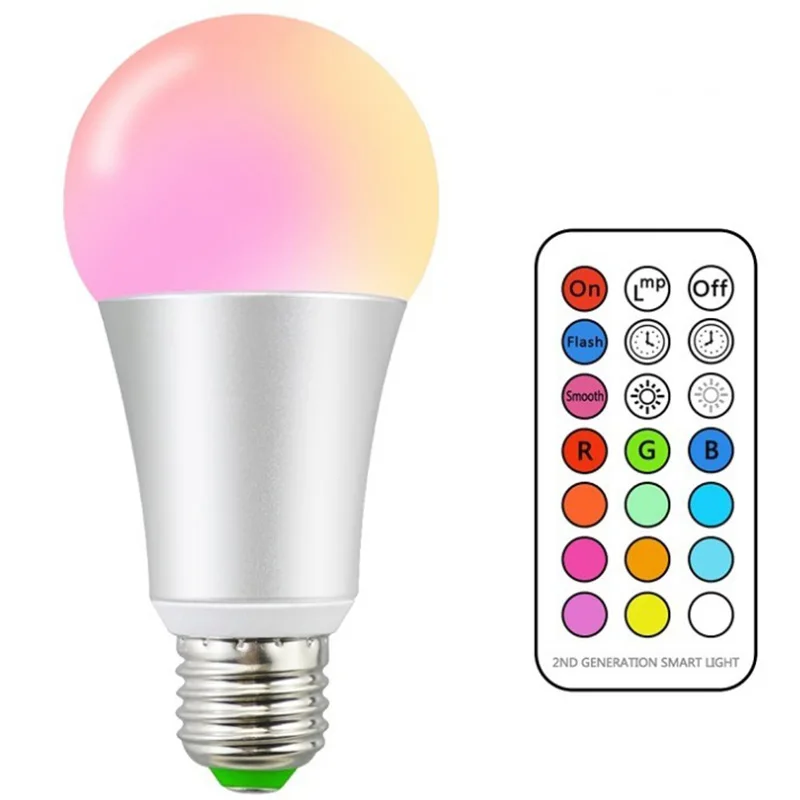 

10W E27 Dimmable RGBW LED Light Bulb AC85-265V Timing Setting Colors Changing Memory LED Spotlight Lamparas + IR remote Control