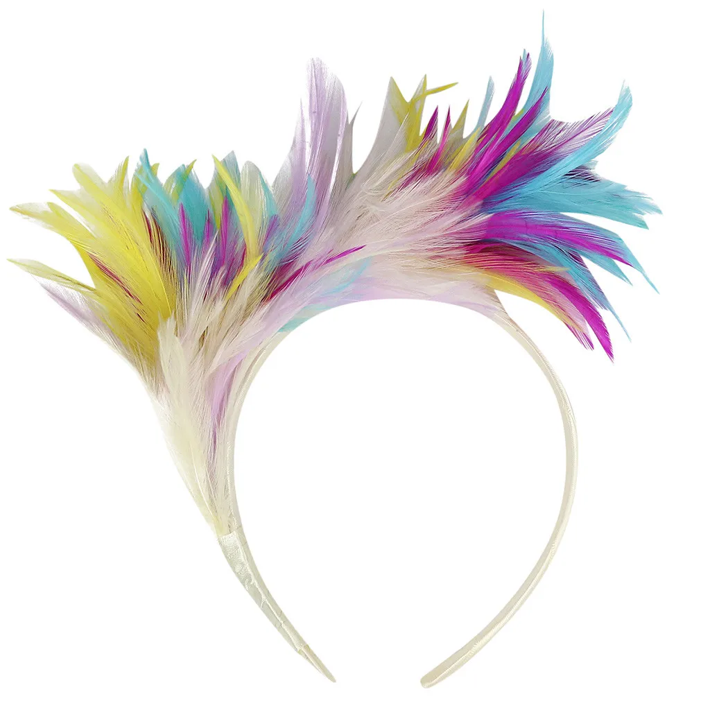Аксессуары для волос женские повязки на голову Винтаж gumka do wlosow заколки для волос красочные перья карнавал фестиваль ободок для вечеринки# H - Цвет: White