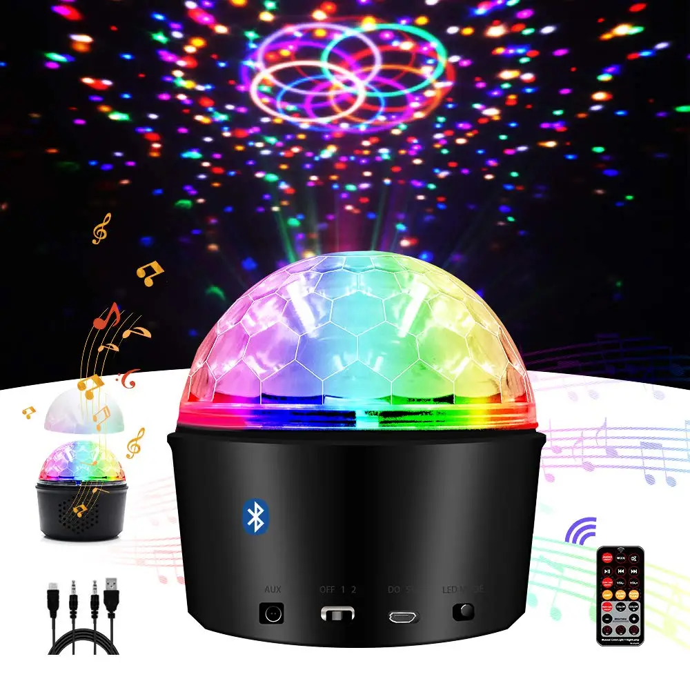 

Led Stage lights Sound Activated Disco Ball with Remote Control 9 Colors Disco Lights Wireless Phone Connection DJ Party Lights