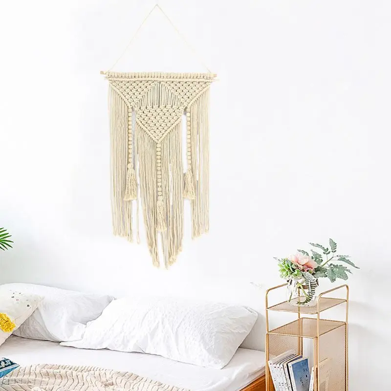 

Beads Macrame Woven Wall Hanging Tapestry Handmade Boho Chic Bohemian Home Decor X4YD