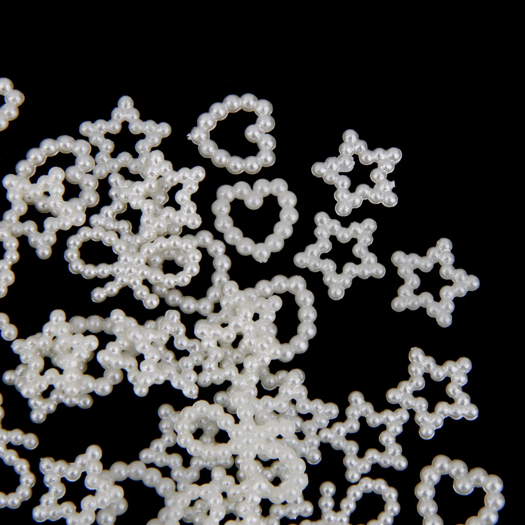 Pack of 150 Assorted Shaped Faux Pearls Cabochon Embellishments Wedding Card Making White