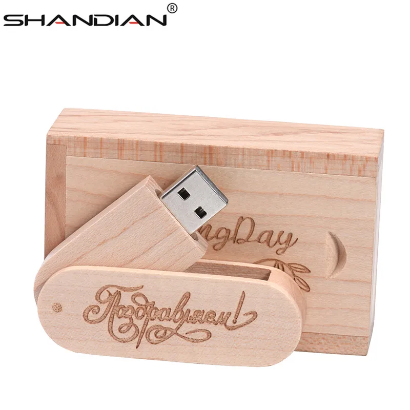 SHANDIAN деревянная Портативная USB флешка с бесплатным логотипом на заказ 1 шт. 4 ГБ 16 32