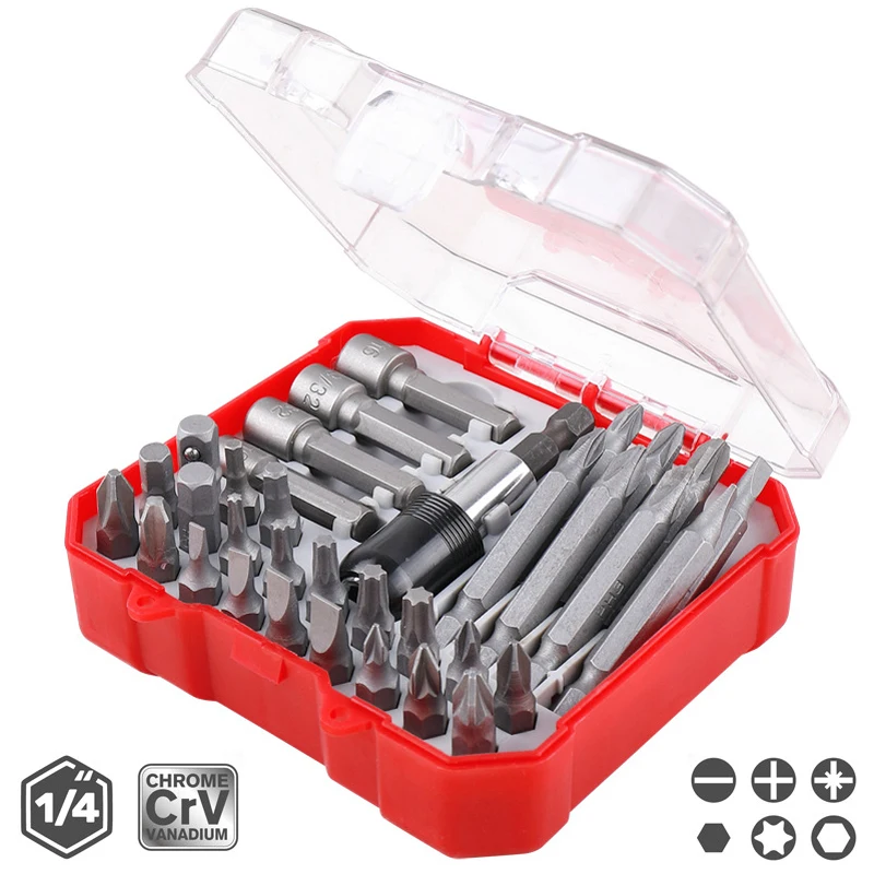 Screwdriver Set 34pc Bit Magnetic Slotted Cross Hexagon Torx Household Combination Repair Tool | Инструменты