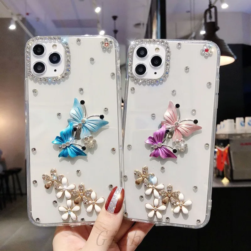 Bling 3D Butterfly Diamond Soft Phone Case For Samsung Galaxy A01 A10 A20 E S A21S CORE A30 A31 A40 A50 30 A51 5G A530 case | Мобильные