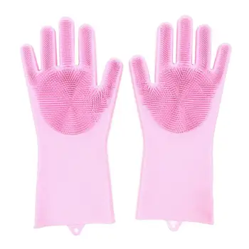 

1 Pair Magic Silicone Dishwashing Scrubber Dish Washing Sponge Rubber Scrub Gloves Kitchen Cleaning