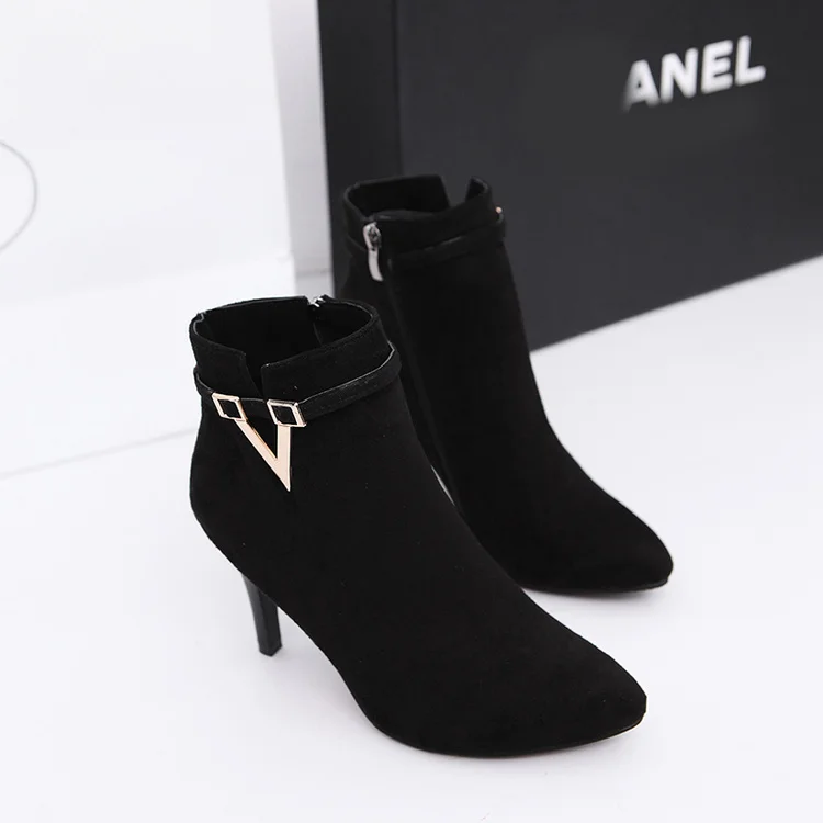 Liren 2019 Spring/Autumn Women Fashion Sexy Flock Ankle Zip Chelsea Boots Pointed Toe High Thin Heels Sexy Lady Boots Liren 2019 Spring/Autumn Women Fashion Sexy Flock Ankle Zip Chelsea Boots Pointed Toe High Thin Heels Sexy Lady Boots
