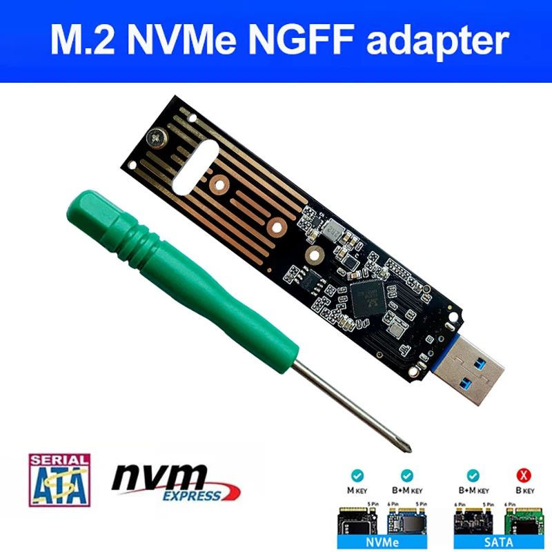 Dual Protocol M2 SSD Board M.2 to USB Adapter M.2 NVME PCIe NGFF SATA M2 Card for 2230 2242 2260 2280 NVME/SATA M.2 SSD RTL9210B 2.5 hdd external case HDD Box Enclosures