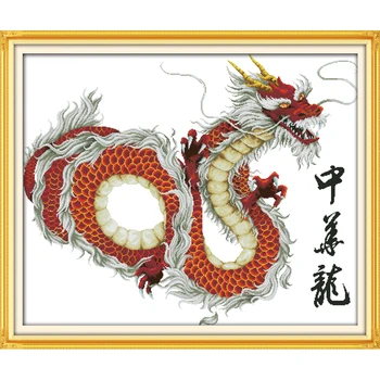 

Everlasting Love Chinese Dragon Ecological Cotton Cross Stitch Kits 14CT Stamped Printed DIY Gift Wedding Decoration For Home