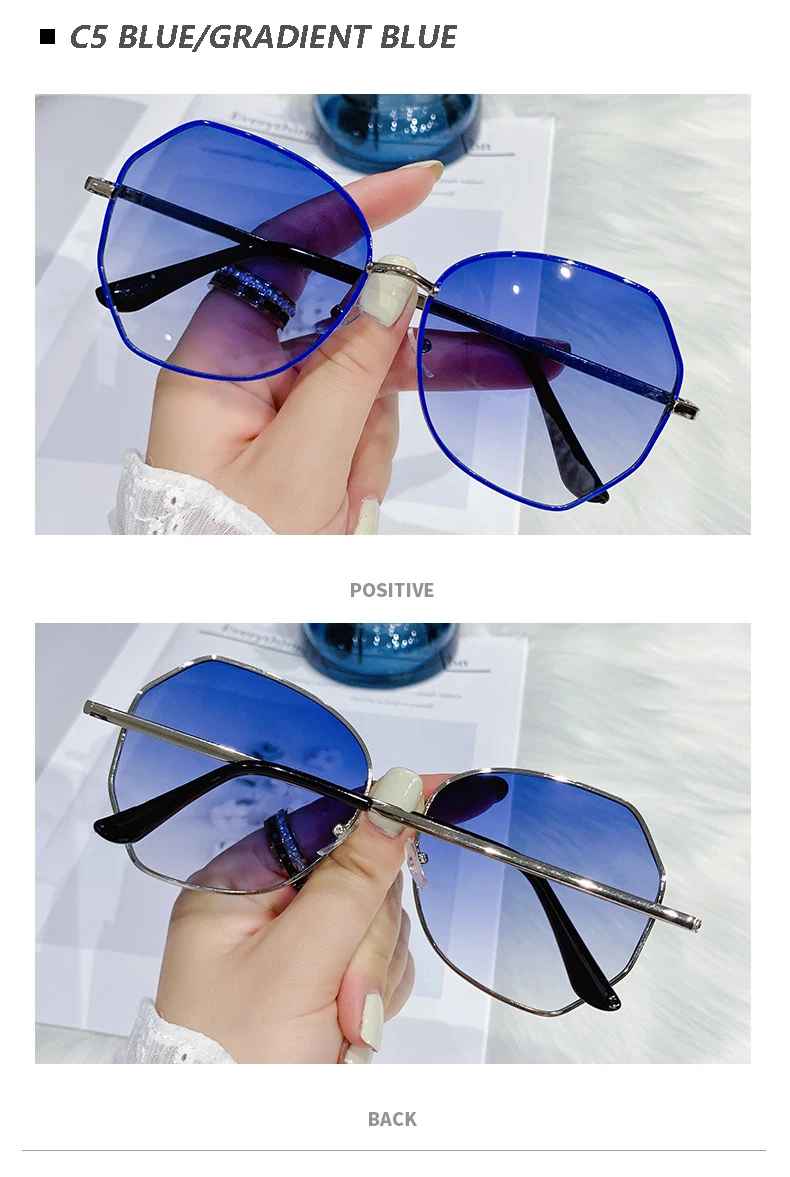 fashion sunglasses 2021 Brand Designer Sunglasses For Women Fashion Polygon  Metal Frame Sun glasses Luxury Vintage Female Eyewear UV400 Oculos big black sunglasses