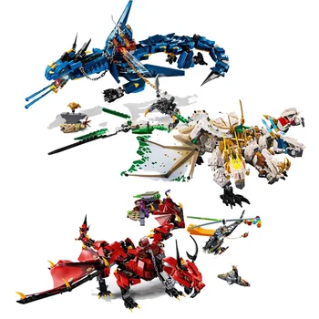 

3 Style Ninja Movies Flame Spys White Red Blue Dragon Compatible Ninjagoing 70679 Building Blocks Figure Toys Christmas Gift