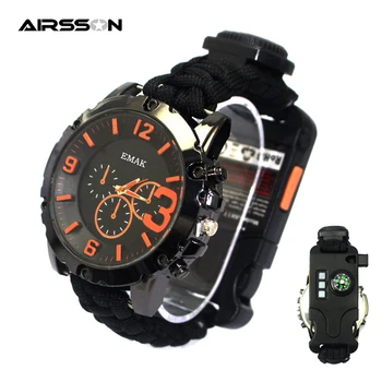 

Outdoor Survival Watch Multifunctional Waterproof Military Tactical Paracord Watch Bracelet Camping Hiking Emergency EDC Gear