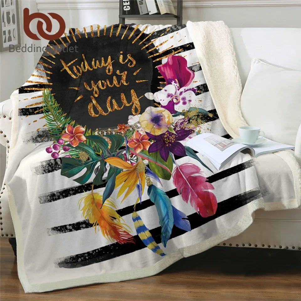 BeddingOutlet шерпа Флисовое одеяло из микрофибры пушистое Цветочная Гирлянда розовое