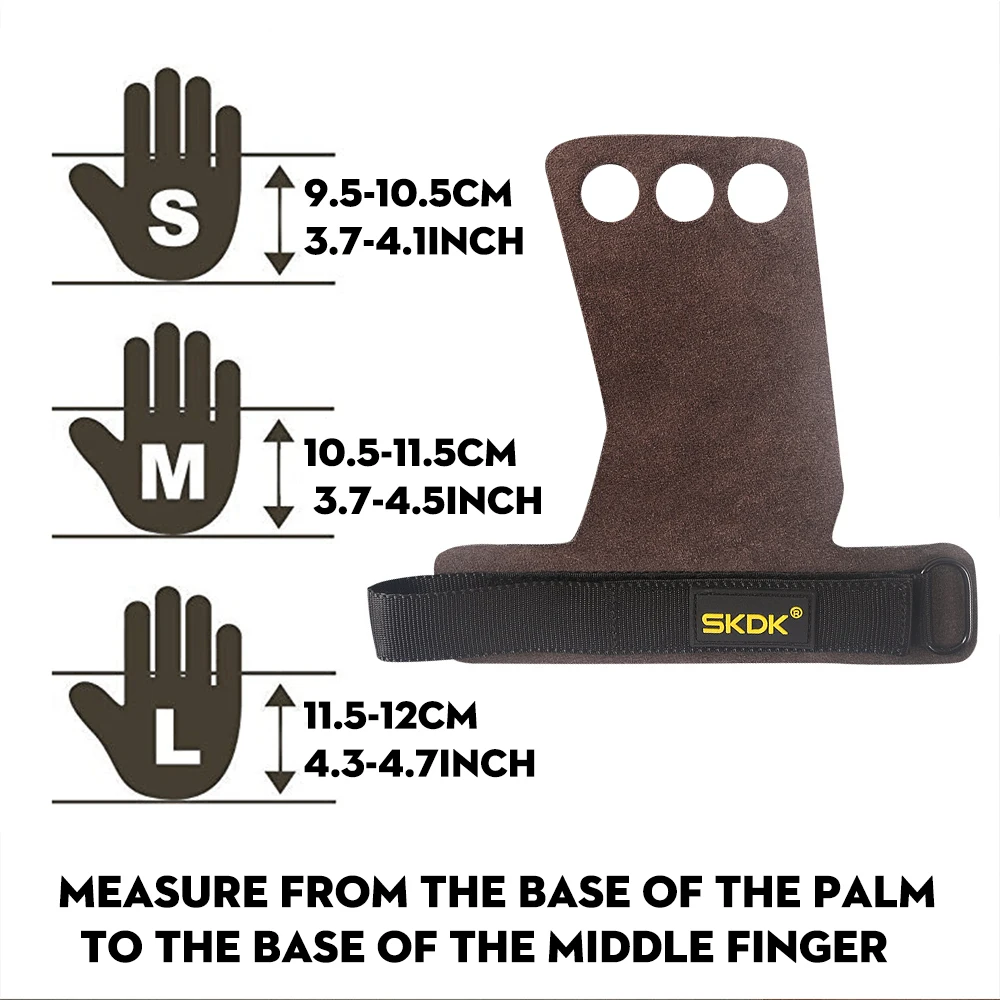 SKDK Cowhide Gym Grips Gloves Weightlifting Bodybuilding Fitness Gloves Crossfit Training Pull-up Gymnastics Workout