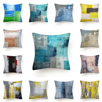 

Super Soft Shor Plush Pillow Cover Abstract Oil Painting Throw Pillow Case Home Decoration For Living Room Cushion Cover 45*45cm