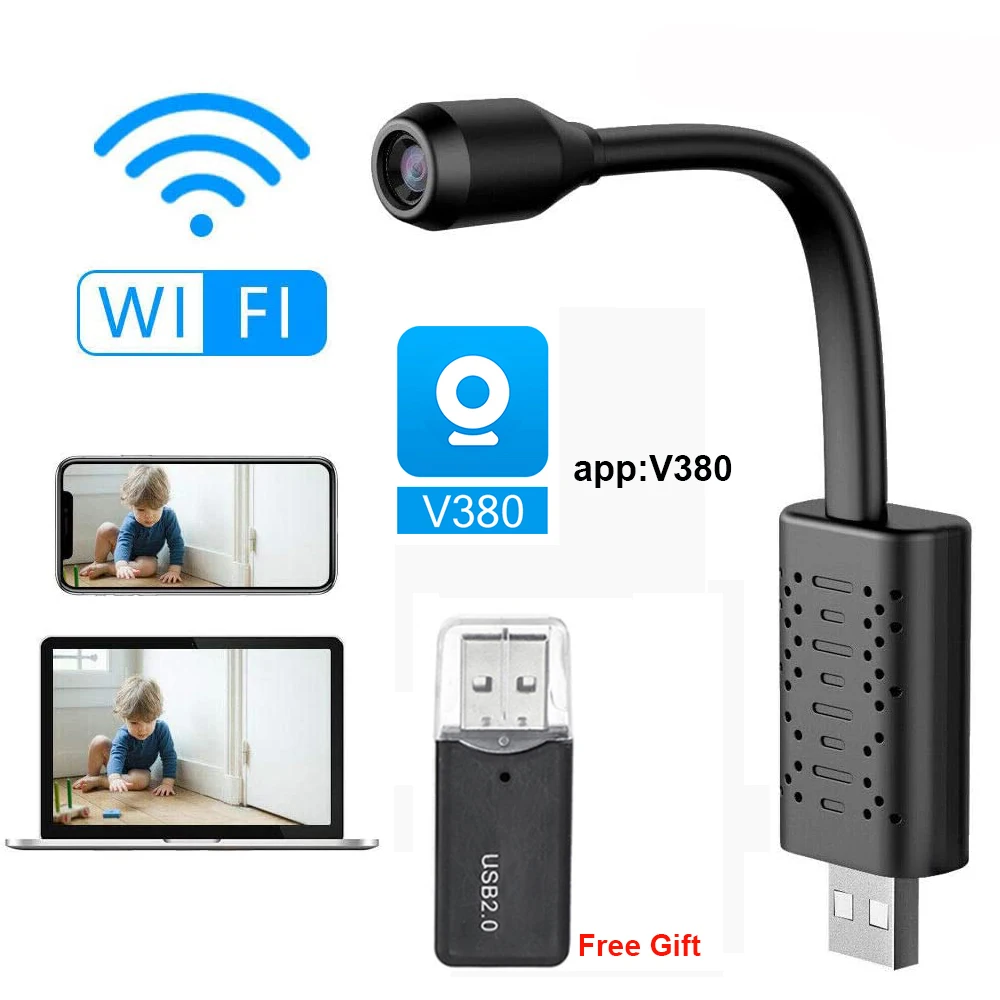1080P HD Smart экшн-камера с Wi-Fi подключением USB Камера видеонаблюдения IP P2P AI человека