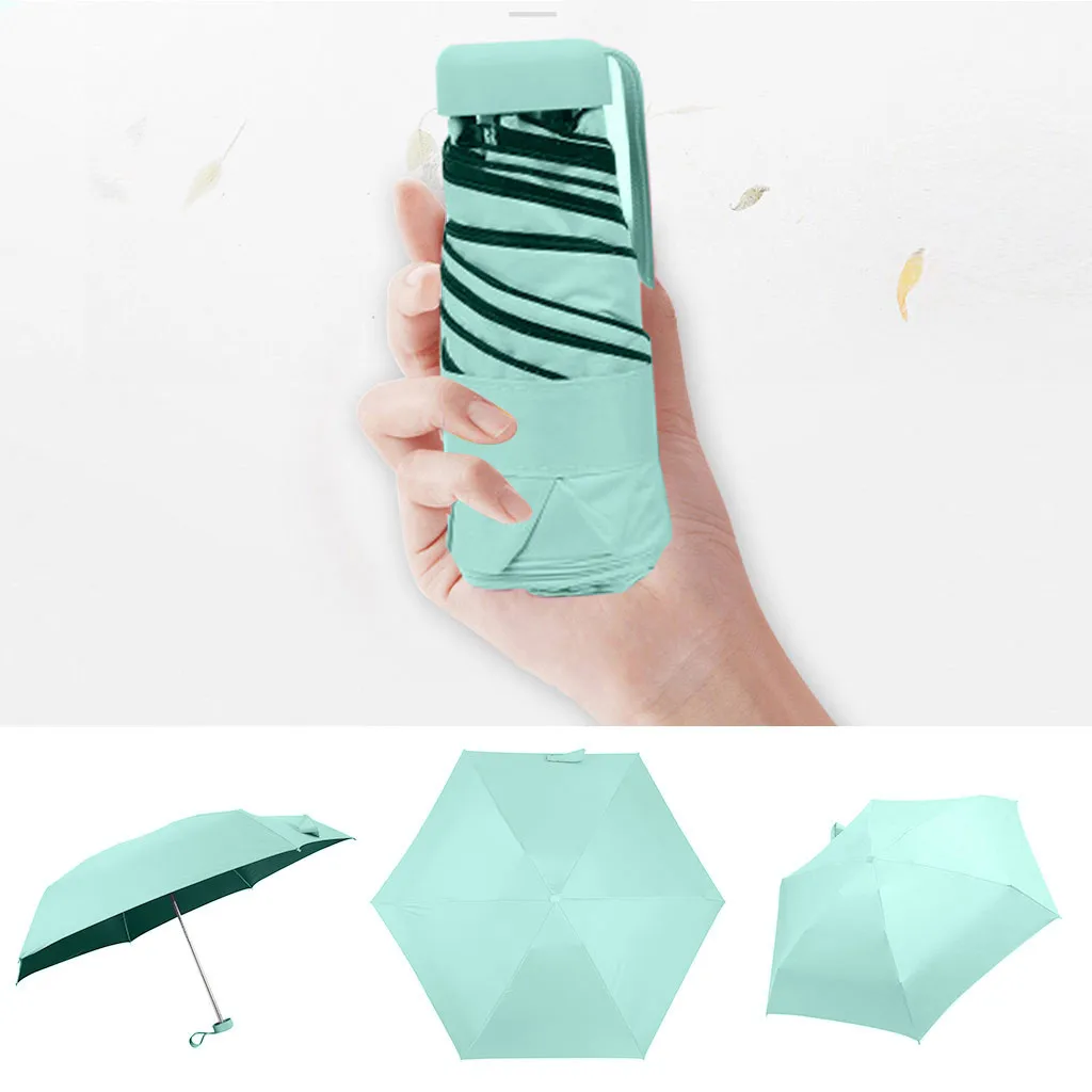 

Mini Pocket Umbrella Folding Sun Umbrella Women Travel Flat Lightweight Umbrella UV Protection Parasol Foldable Mini Umbrella