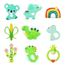 Anneau de dentition en silicone pour les dents de bébé,jouet en silicone, sans BPA, perles à monter soi même en forme d'animaux, chien, koala, hibou, éléphant, 
