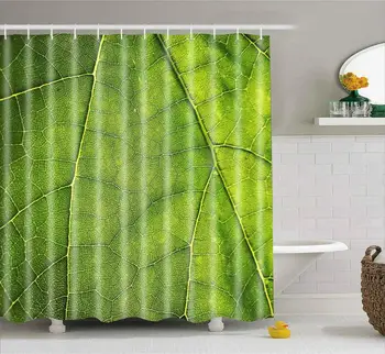 

MTMETY Modern 3D Printing Leaves Shower Curtain Green Plant Tree Landscape Curtain With Hooks For Bathroom waterproof scenery