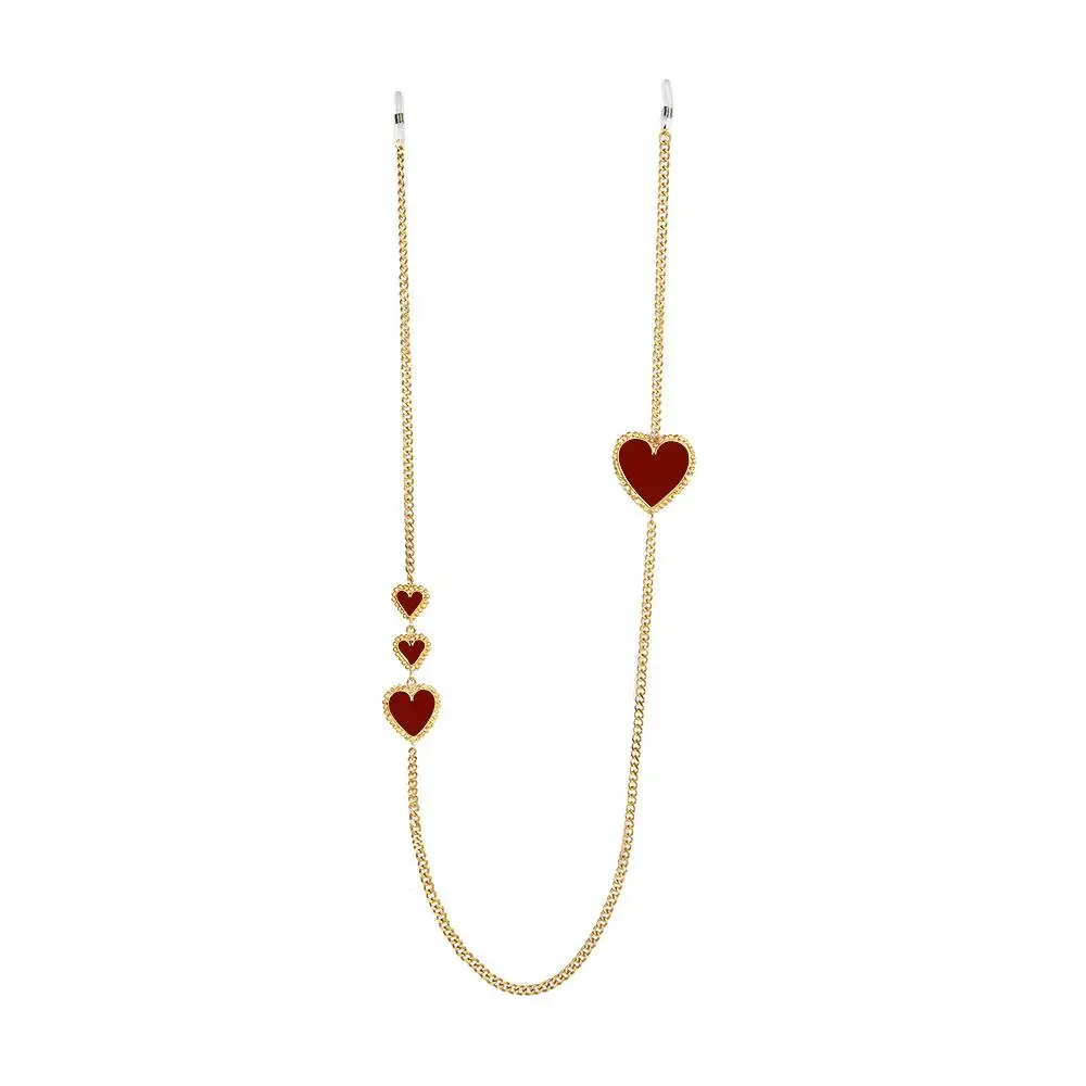 E.B.belle Fashion Enamel Black White Red Heart Gold Glasses Chain Multifunctional Anti-Lost Mask Chain For Women 2