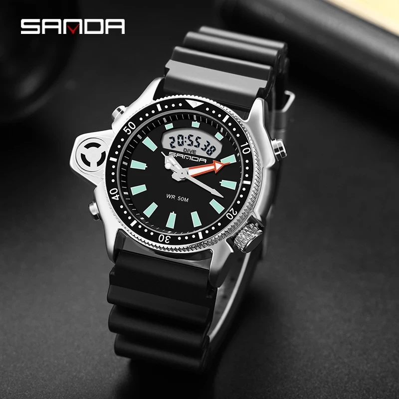 Sanda 3008 New Fashion Sport Men's Watch Casual Style Watches Men Military Quartz Wristwatch Diver S Shock Man relogio masculino