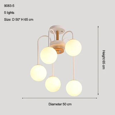 5 Light Светодиодный современный лофт светодиодный подвесной светильник золото белый деревянный шар подвесной светильник - Цвет абажура: 5 Light