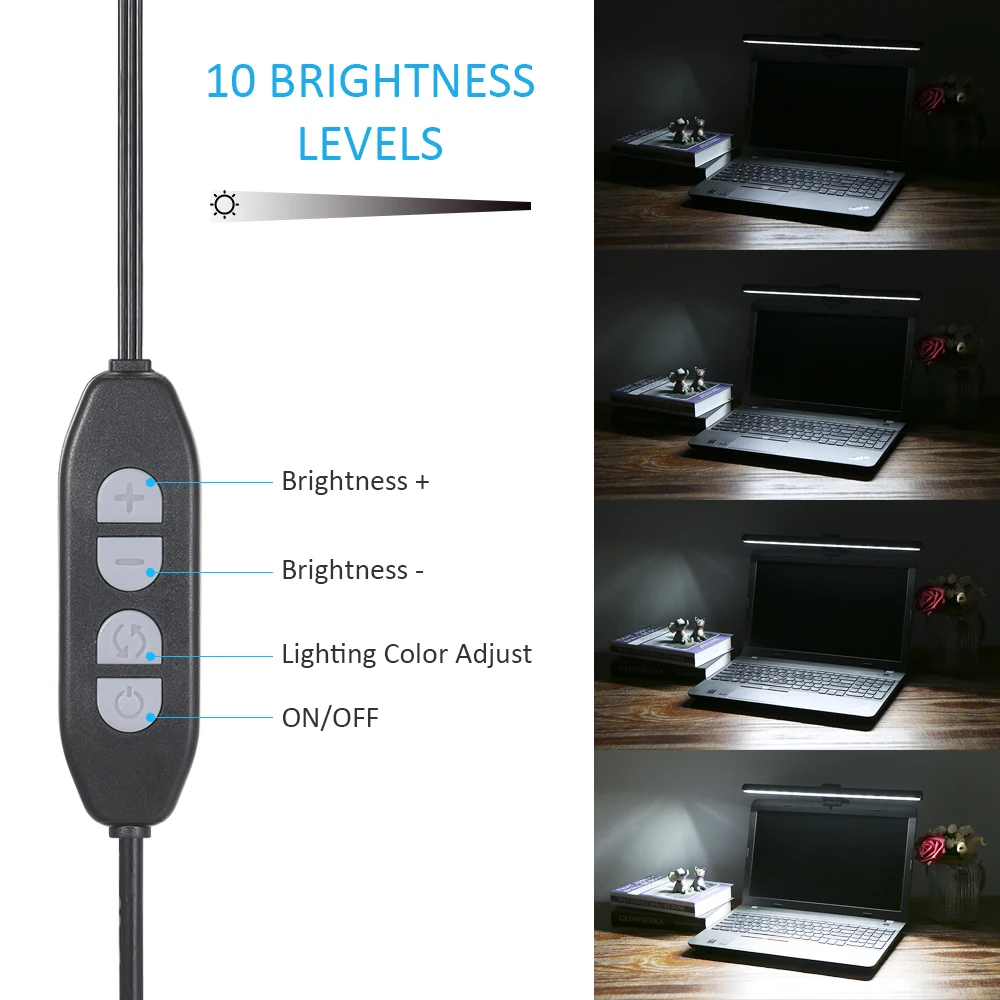 3 цвета USB питание компьютерная лампа монитора экран бар светильник глаз забота e-чтения светодиодный светильник 10 яркость регулируемый