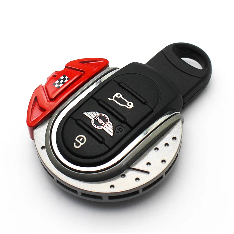 KJAUTOMAX красный JCW тормозной диск форма брелок оболочка Крышка F60 земляк умный ключ для MINI Cooper F55 F56 F57 F54 стайлинга автомобилей - Название цвета: Red-Checker