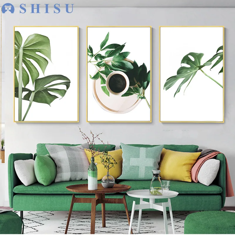 

Small Fresh Combination Leaf Decorative Painting of Green Plant Tortoise Backbone in Northern European Garden