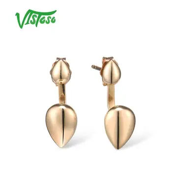 

VISTOSO Genuine 10K Yellow Gold Earrings For Women Stud Earrings Pear Shape Earrings Elegant Trendy Luxury Fine Jewelry