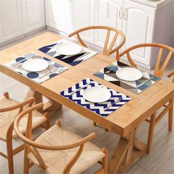 

Creative Geometric Printed Kitchen Placemat Dining Table Mat Coaster Cotton Linen Polyester Pads Cup Bowl Coaster Decoration