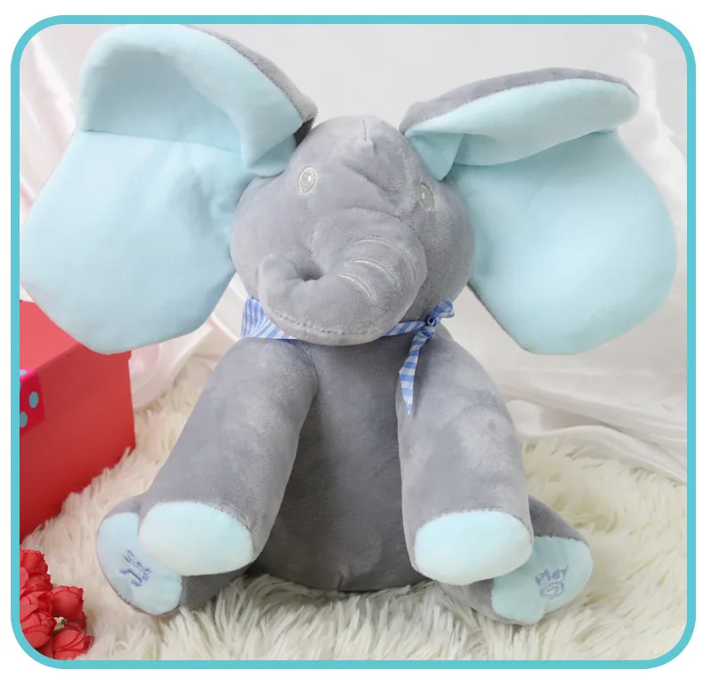 Elephant Peekaboo Will Sing with Music Elephant Cover Eyes Baby Elephant Doll Children Accompanying Toys Plush Toys for Children