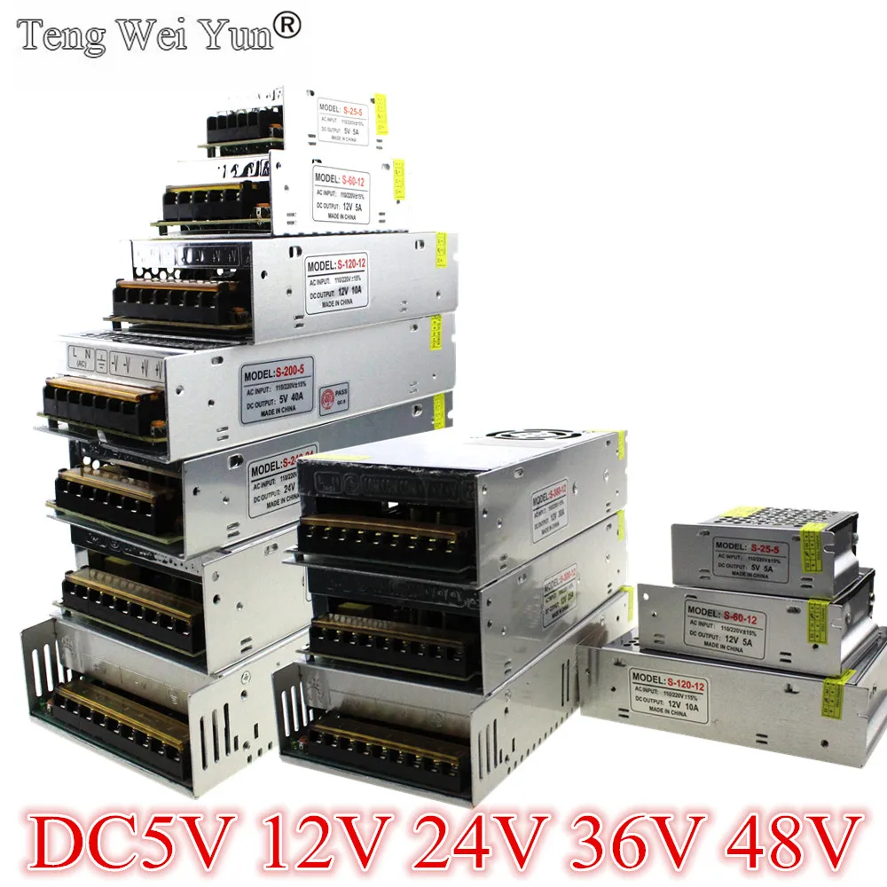 AC DC 48V 24V 12V 5V импульсный источник питания 3A 5A 10A 20A 30A 40A 80A 360W 36V адаптер