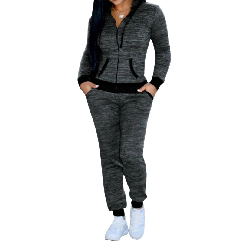 2 Piece Set Woman Hoodies Zipper Sweatshirt Tops And Jogger Pants Women's Sport Suit Set Female Sports Lounge Wear Tracksuit