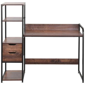 

Multiple Storage Shelves Office Computer Desk Modern Large Home Office Desk Office Furniture With Bookshelf Storage Space
