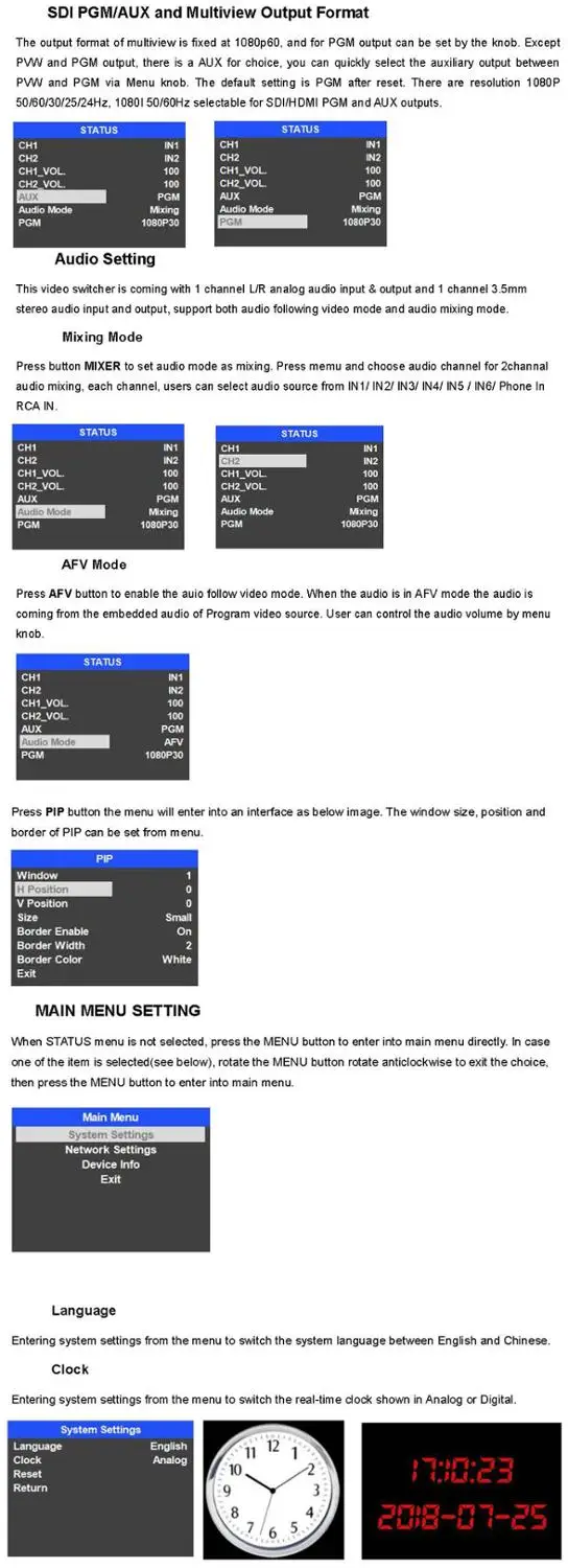 Avmatrix VS0601 Mini 6 Channel SDI/HDMI Multi-format Video Switcher with T-Bar, AUTO, CUT transitions and WIPE effects