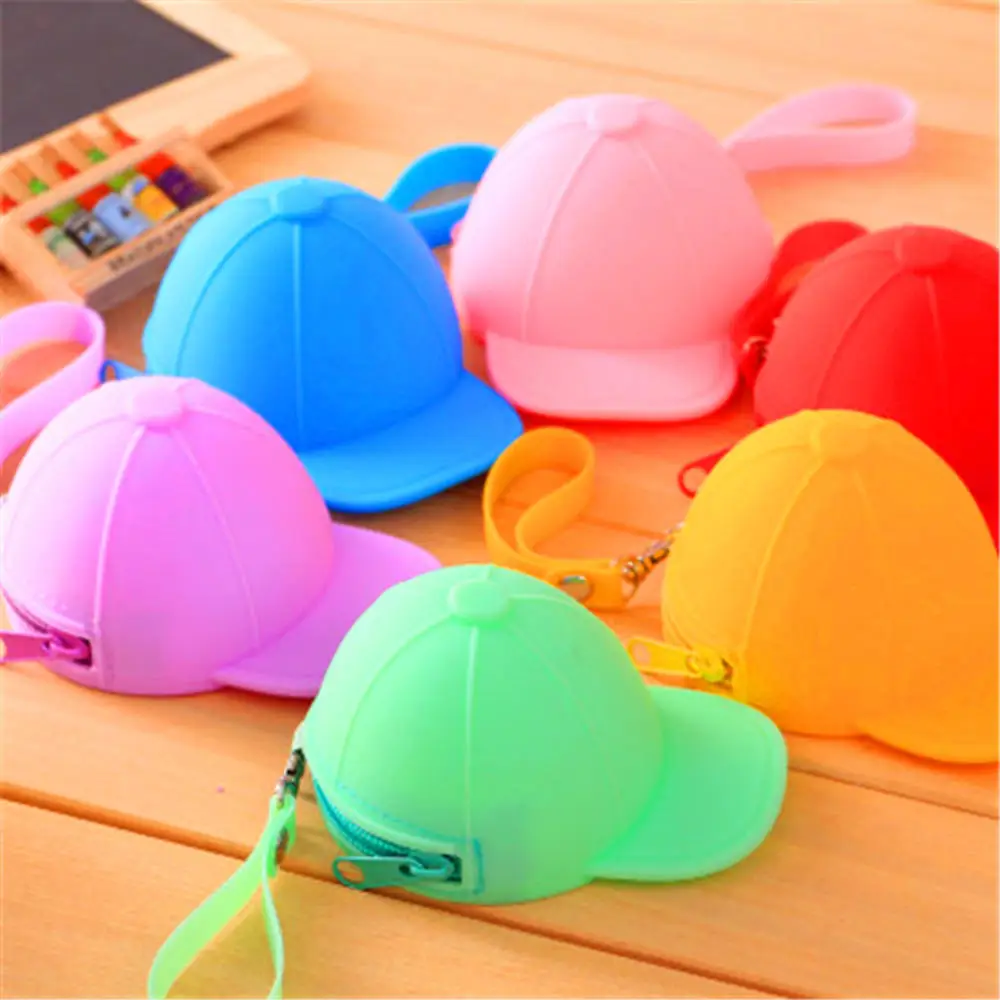 

ISKYBOB silicone Baseball Cap Coin Bag Korea Design Cute Hat key Card Holder Earphone Organizer Small Purse Clutch Kids Gift