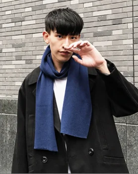 

Korean Men Scarves Solid Color Simple Wool Foulard Femme Winter Thickened For Students To Wear Warm Neck