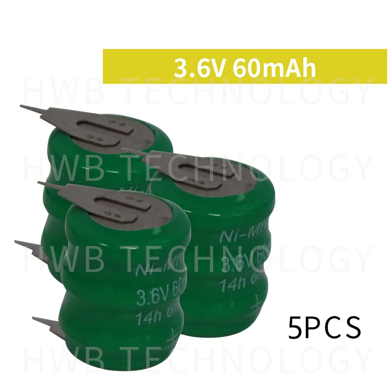 

5pcs/lot 3.6V 60mAh Ni-CD nickel cadmium battery data backup battery memory cell PLC industrial batteries