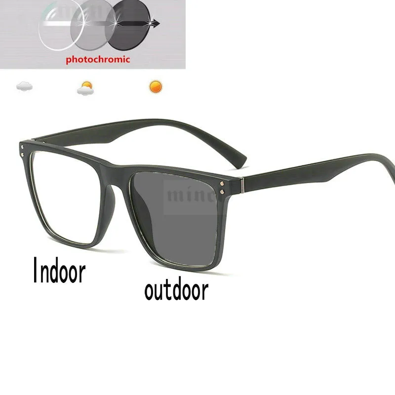 Фотохромные готовые очки для близорукости фоточувствительные хамелеоны с антибликовым покрытием изменение цвета рецептурные линзы очки FML - Цвет оправы: black-400