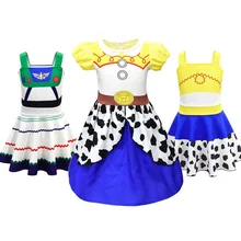 MUABABY девочек Джесси из истории игрушек нарядное летнее платье с открытыми плечами Базз Лайтер повседневная одежда вечерние костюмы принцессы на Хэллоуин