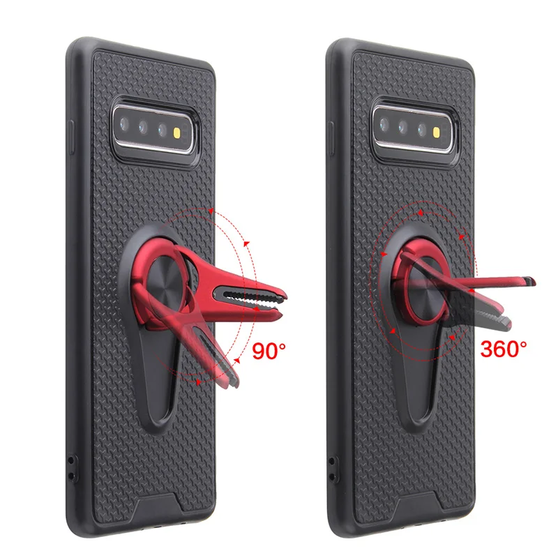 Case for Samsung S10e Lite S8 S9 S10 Plus Finger Ring Air Outlet Kickstand PC+TPU Cases Built-in Magnetic Metal Sheet Back Cover | Мобильные