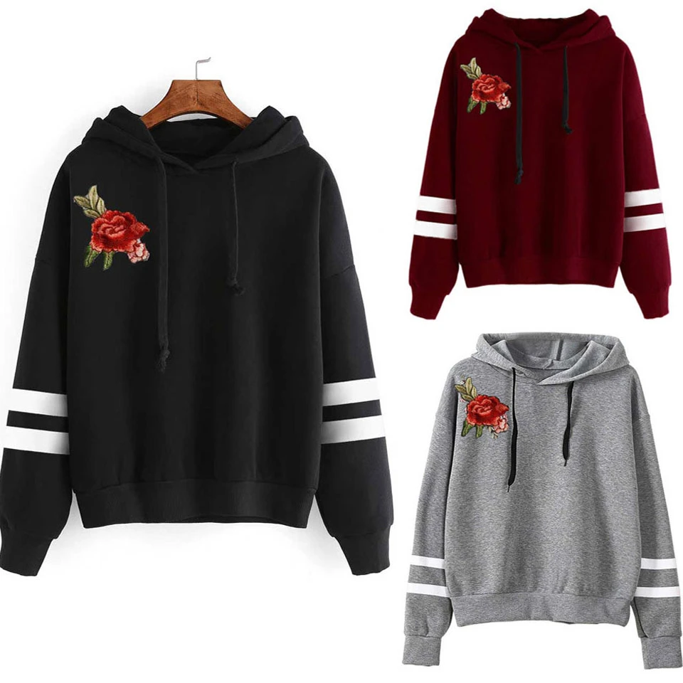rose embroidered sweatshirt