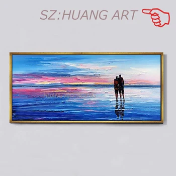 

Lovers of oil painting Hand-painted modern abstract character oil painting seascape knife painting decorative hotel lobby sofa