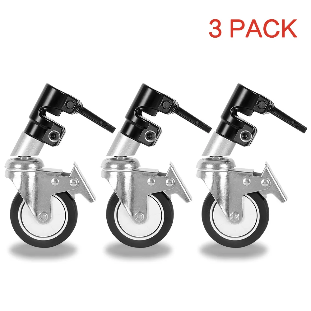 3Pcs C-Stand Swivel Caster Wheel Set25MM Diameter For Photography Century Foldable Light Stand Tripod Magic Leg